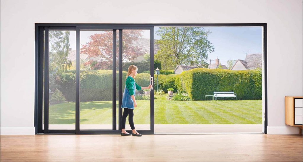 Origin Sliding doors with aluminium frames for durability whilst ease of movement 