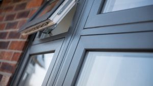Black flush sash window